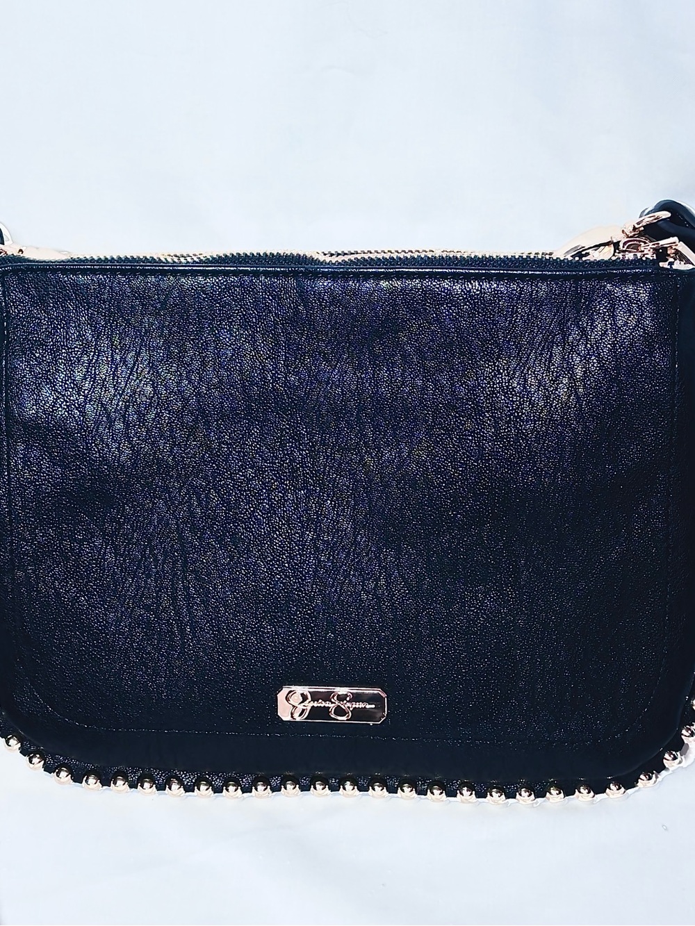 Jessica Simpson Black and White Leopard-Print Crossbody Interior